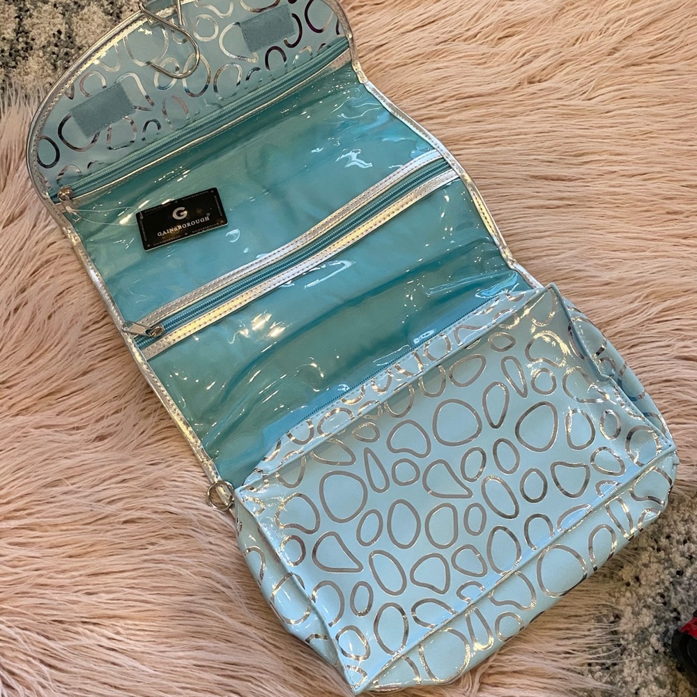 Gainsborough Blue Printed Large Makeup Cosmetic Travel Toiletries Bag NEW - Picture 2 of 4